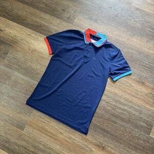 G/FORE Mens Golf Polo Shirt Small Red Blue Colorblock Short Sleeve Golf‎ Tour